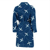 Airplane Print Pattern Men Long Robe-grizzshop