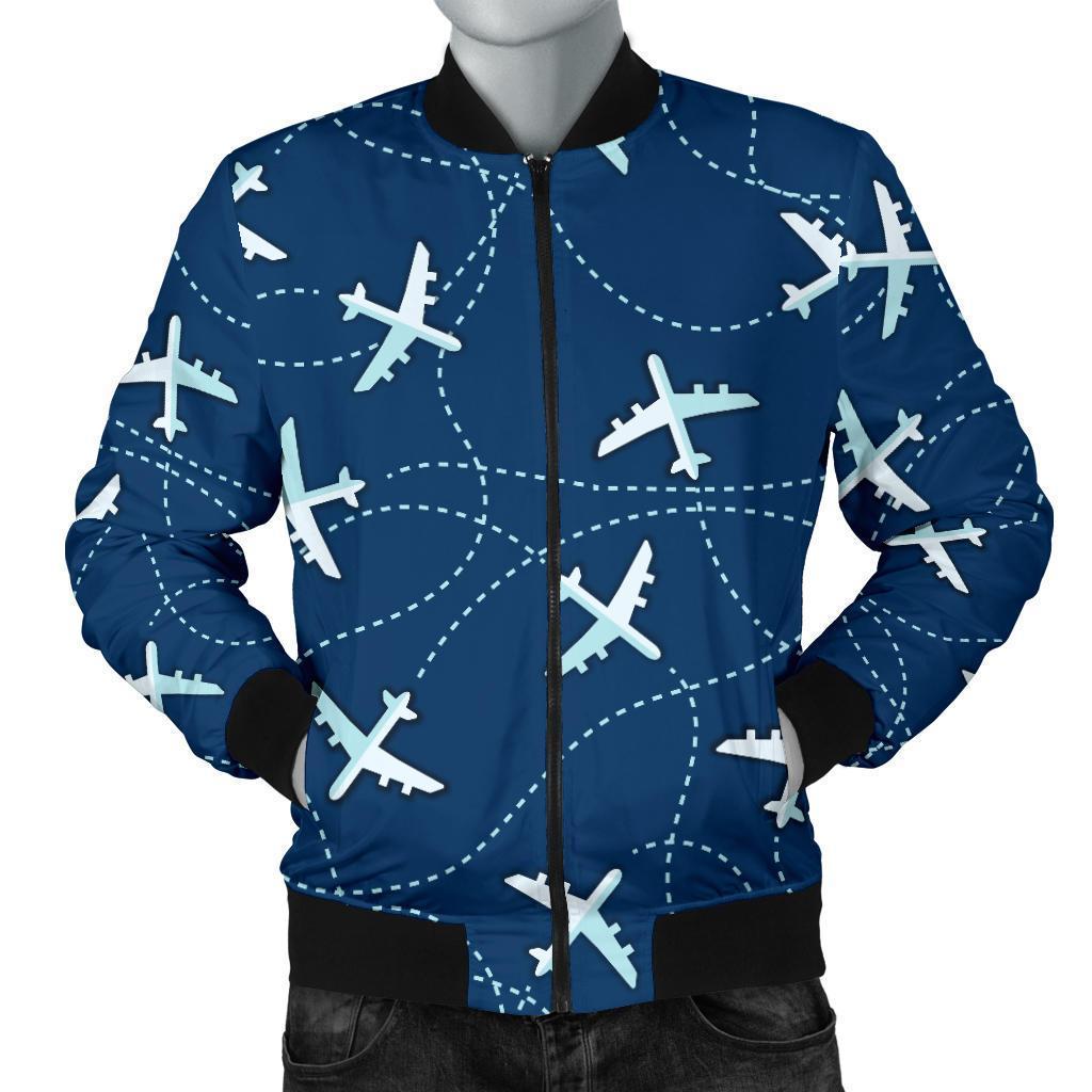Airplane Print Pattern Men's Bomber Jacket-grizzshop