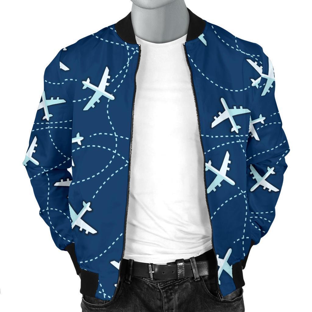Airplane Print Pattern Men's Bomber Jacket-grizzshop