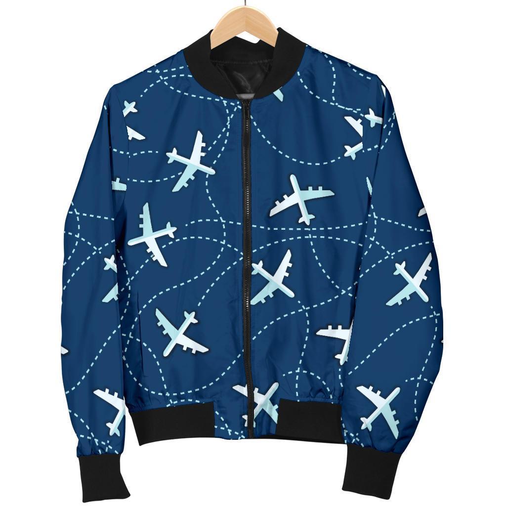 Airplane Print Pattern Men's Bomber Jacket-grizzshop
