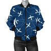 Airplane Print Pattern Women Casual Bomber Jacket-grizzshop