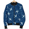 Airplane Print Pattern Women Casual Bomber Jacket-grizzshop