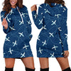 Airplane Print Pattern Women Hoodie Dress-grizzshop