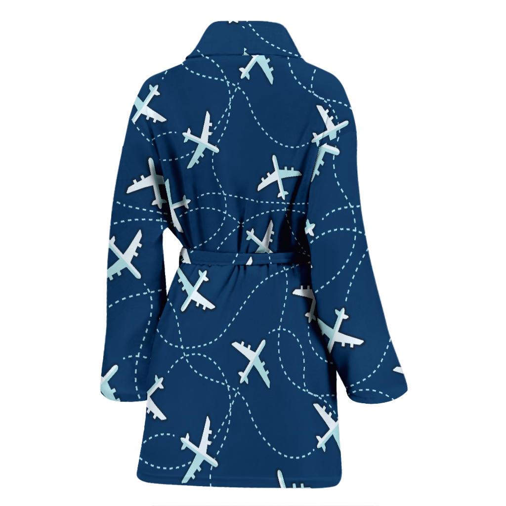 Airplane Print Pattern Women Long Robe-grizzshop