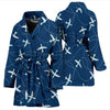 Airplane Print Pattern Women Long Robe-grizzshop