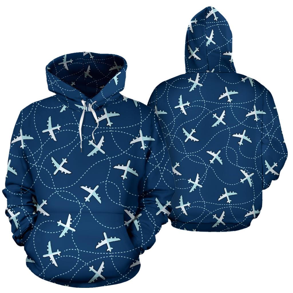 Airplane Print Pattern Women Men Pullover Hoodie-grizzshop