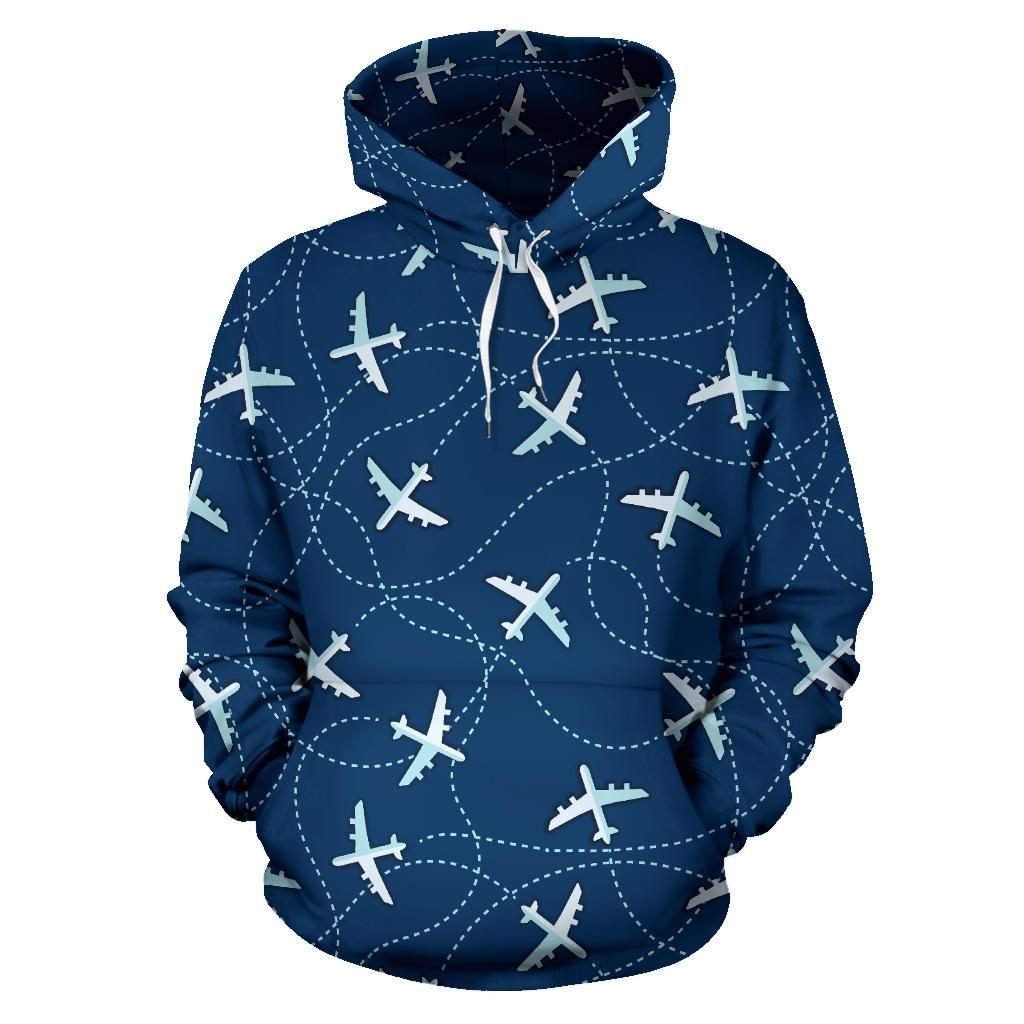 Airplane Print Pattern Women Men Pullover Hoodie-grizzshop
