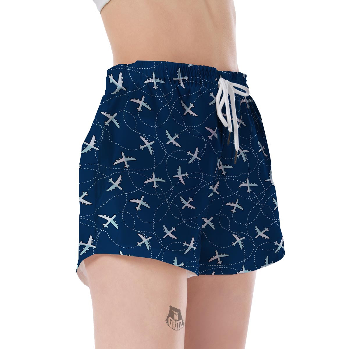 Airplane Print Pattern Women's Shorts-grizzshop