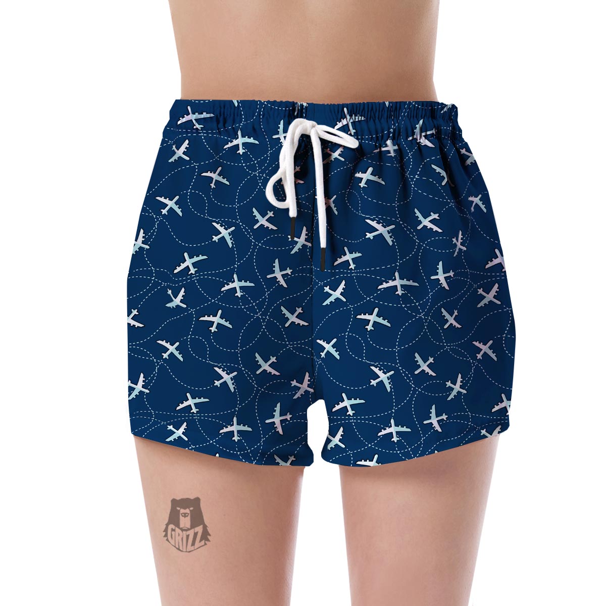 Airplane Print Pattern Women's Shorts-grizzshop