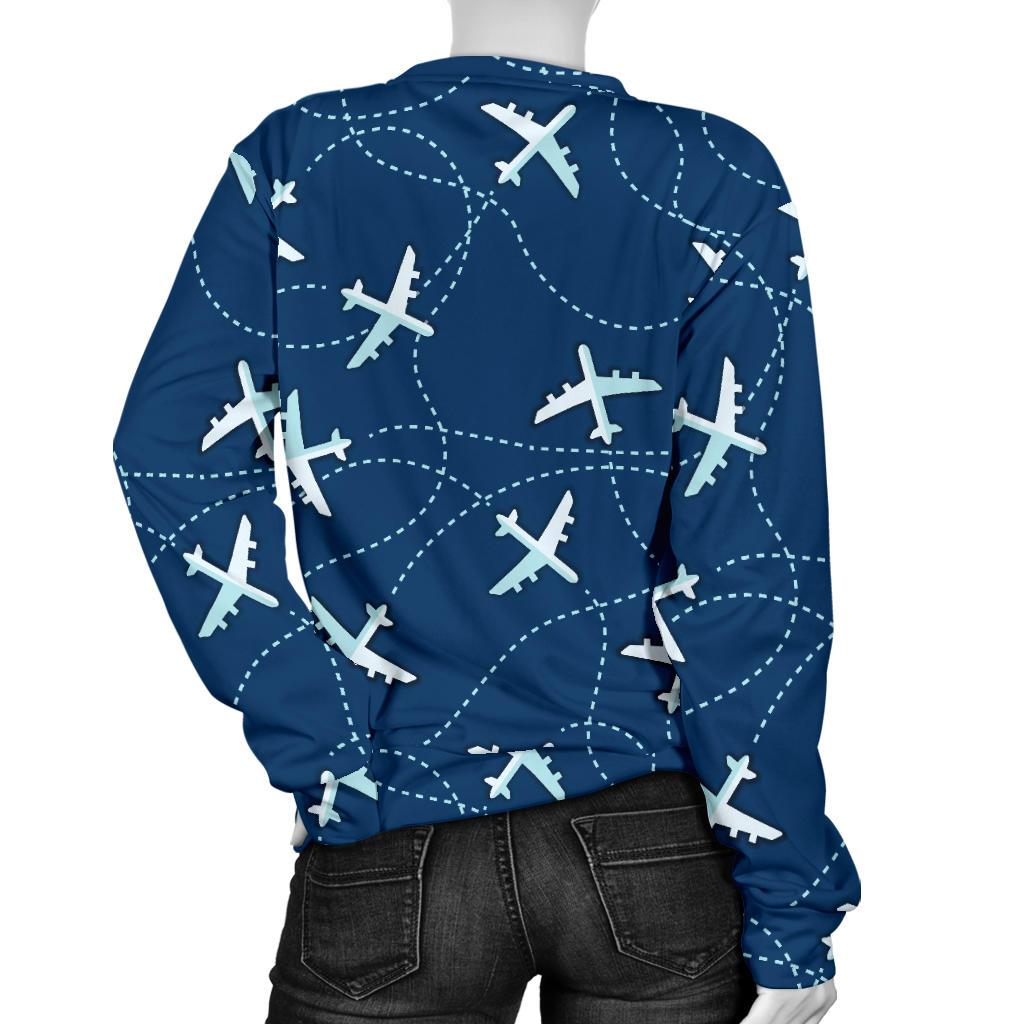 Airplane Print Pattern Women's Sweatshirt-grizzshop