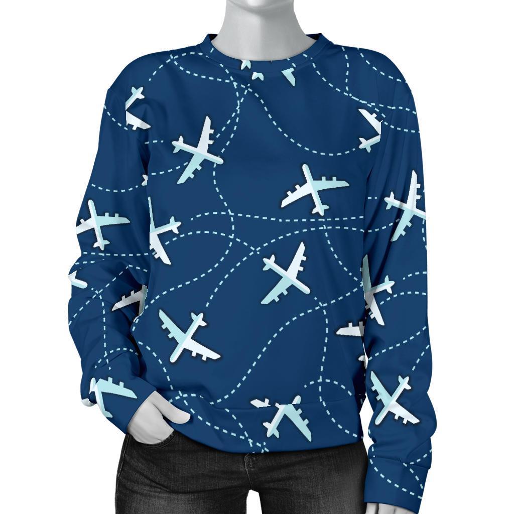 Airplane Print Pattern Women's Sweatshirt-grizzshop