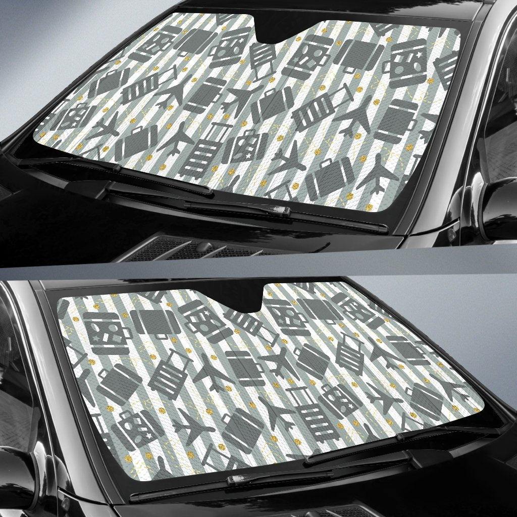 Airplane Luggage Pattern Print Car Sun Shade-grizzshop