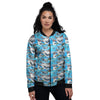 Airplanes And Helicopters Cartoon Print Pattern Women's Bomber Jacket-grizzshop