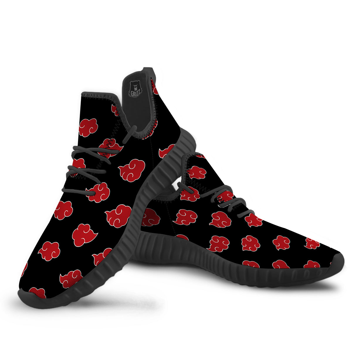 Akatsuki Print Pattern Black Walking Shoes-grizzshop