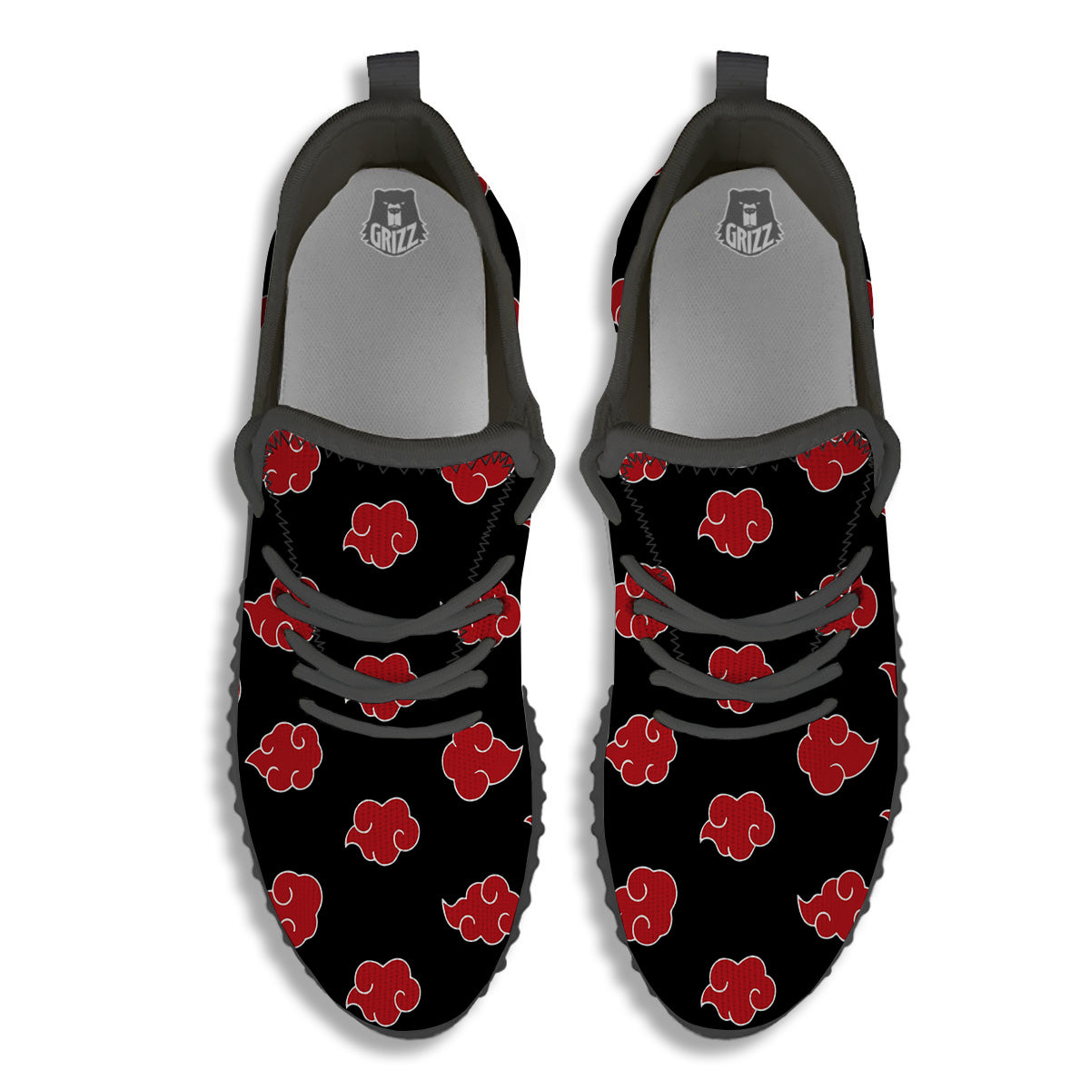 Akatsuki Print Pattern Black Walking Shoes-grizzshop