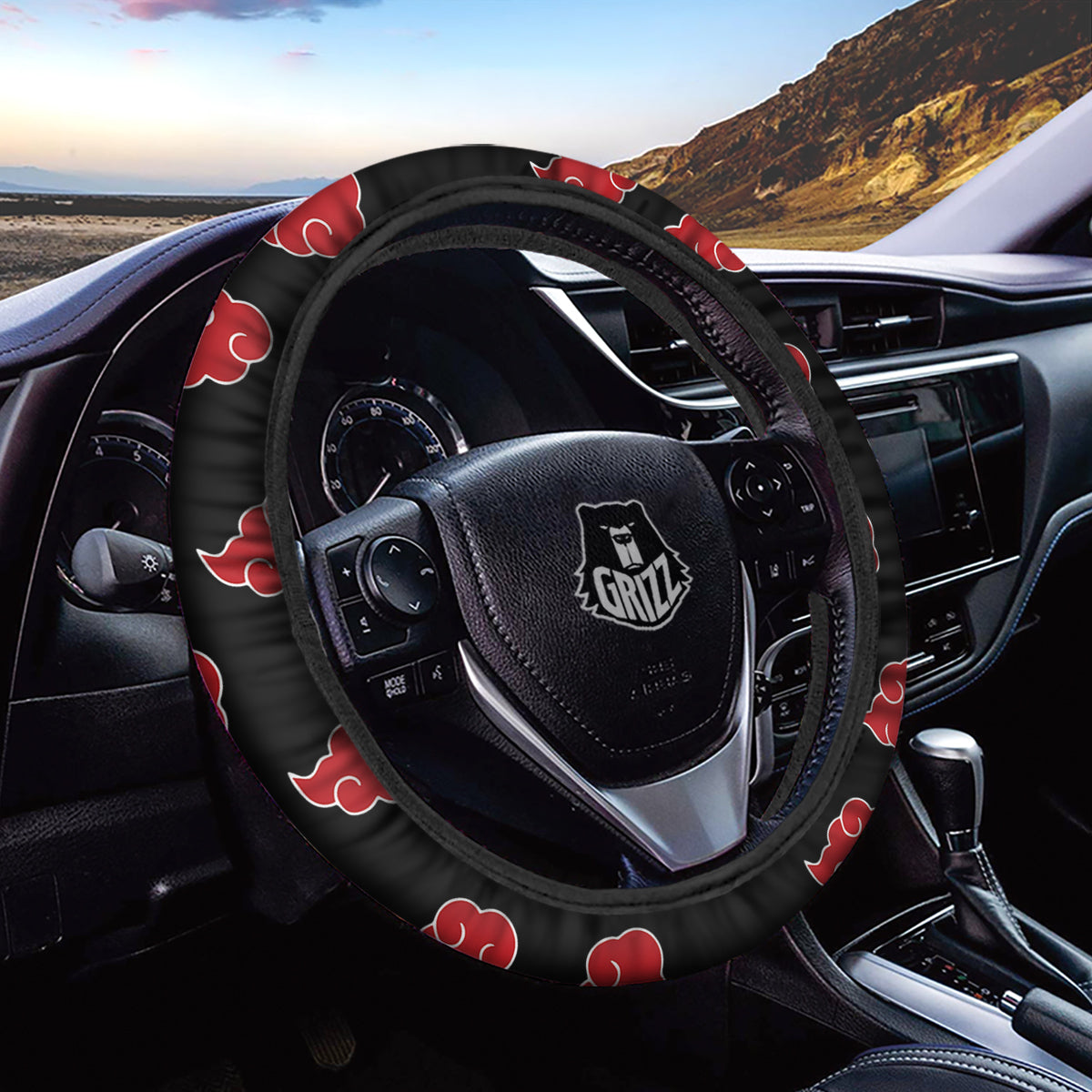 Akatsuki Print Pattern Car Steering Wheel Cover-grizzshop