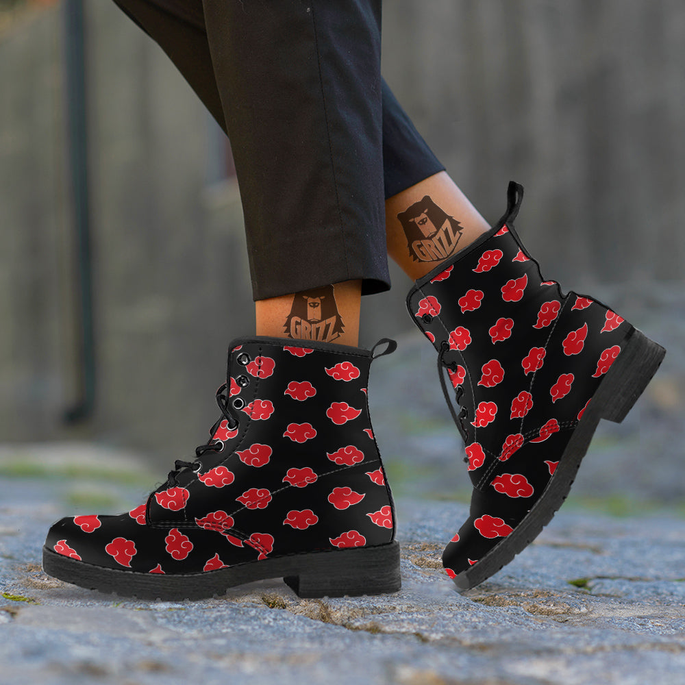 Akatsuki Print Pattern Leather Boots-grizzshop