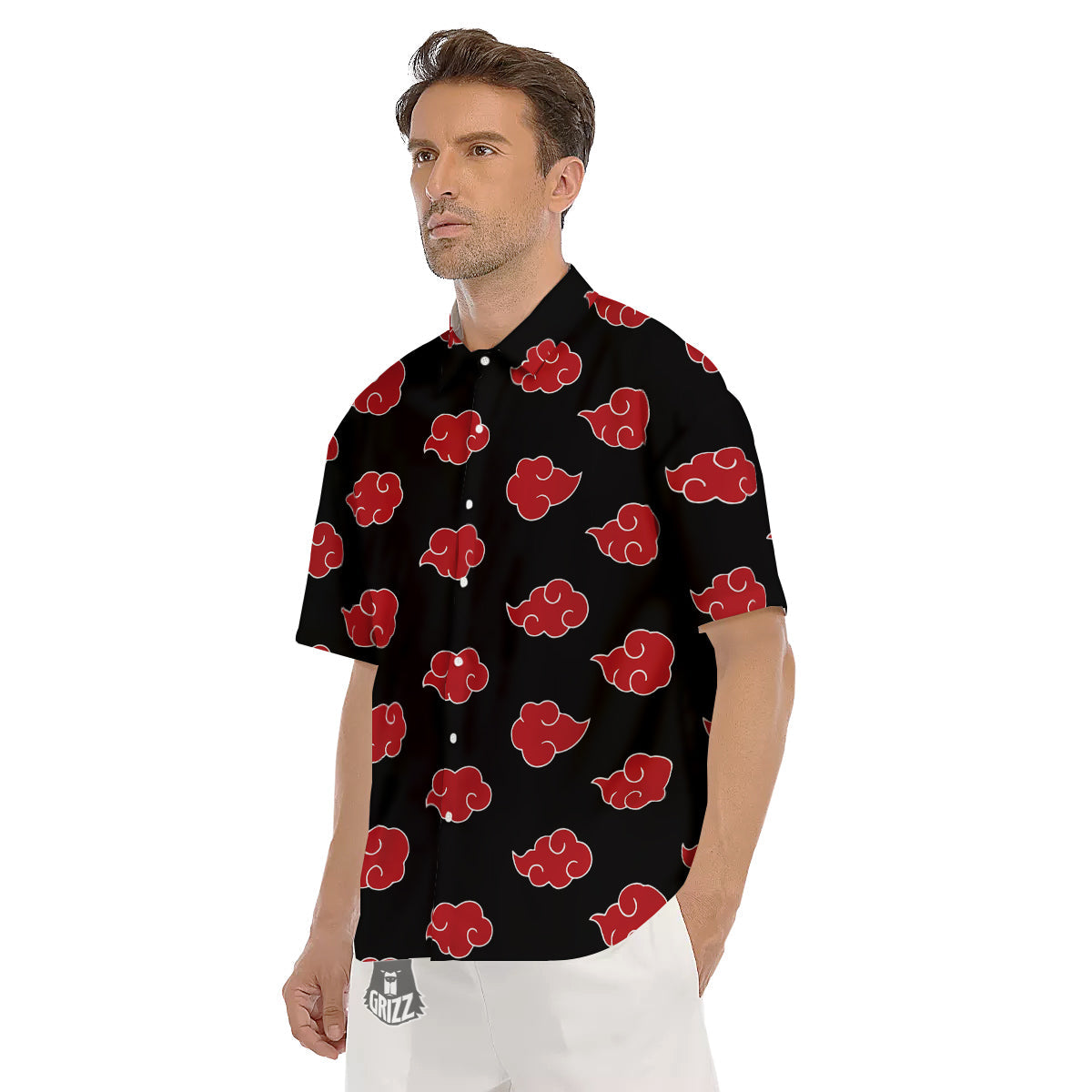 Akatsuki Print Pattern Men's Short Sleeve Shirts-grizzshop