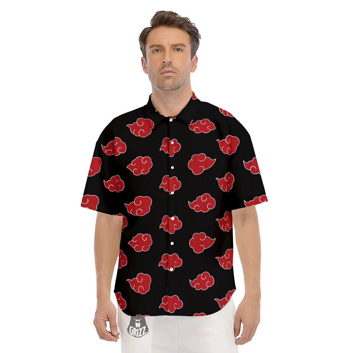 Akatsuki Print Pattern Men's Short Sleeve Shirts-grizzshop