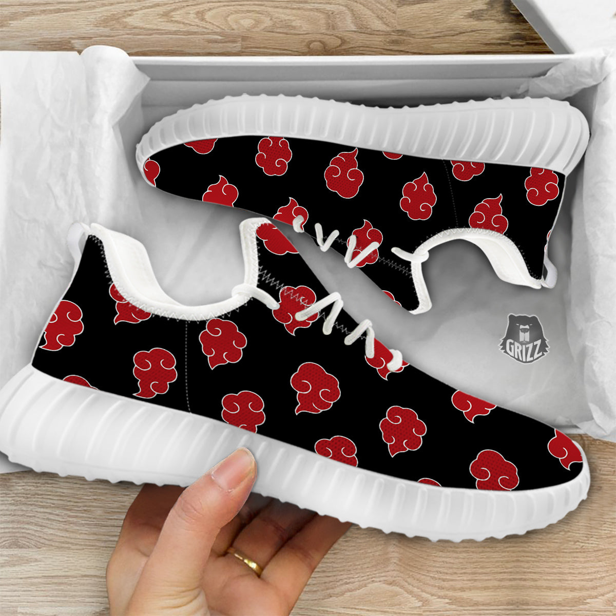 Akatsuki Print Pattern White Walking Shoes-grizzshop