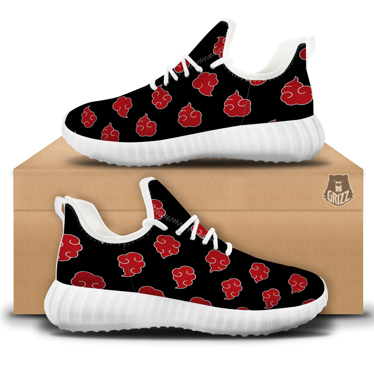 Akatsuki Print Pattern White Walking Shoes