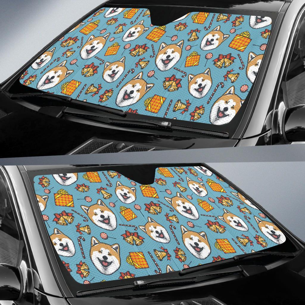 Akita Dog Pattern Print Car Sun Shade-grizzshop