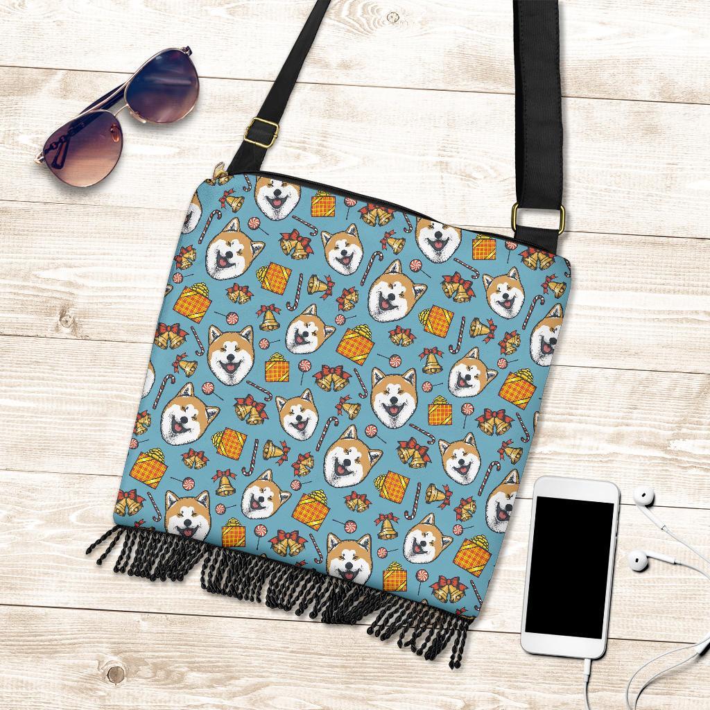 Akita Dog Pattern Print Crossbody Bags-grizzshop