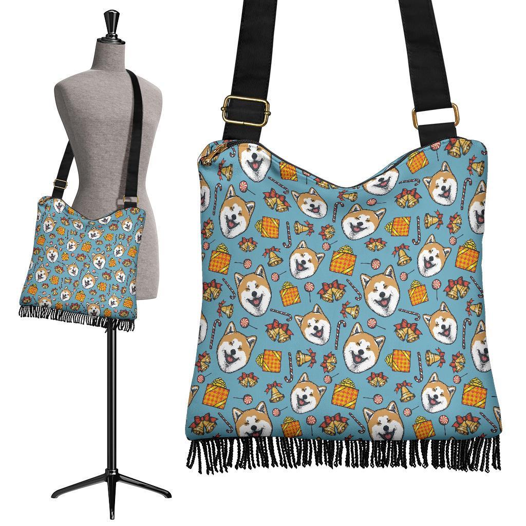 Akita Dog Pattern Print Crossbody Bags-grizzshop