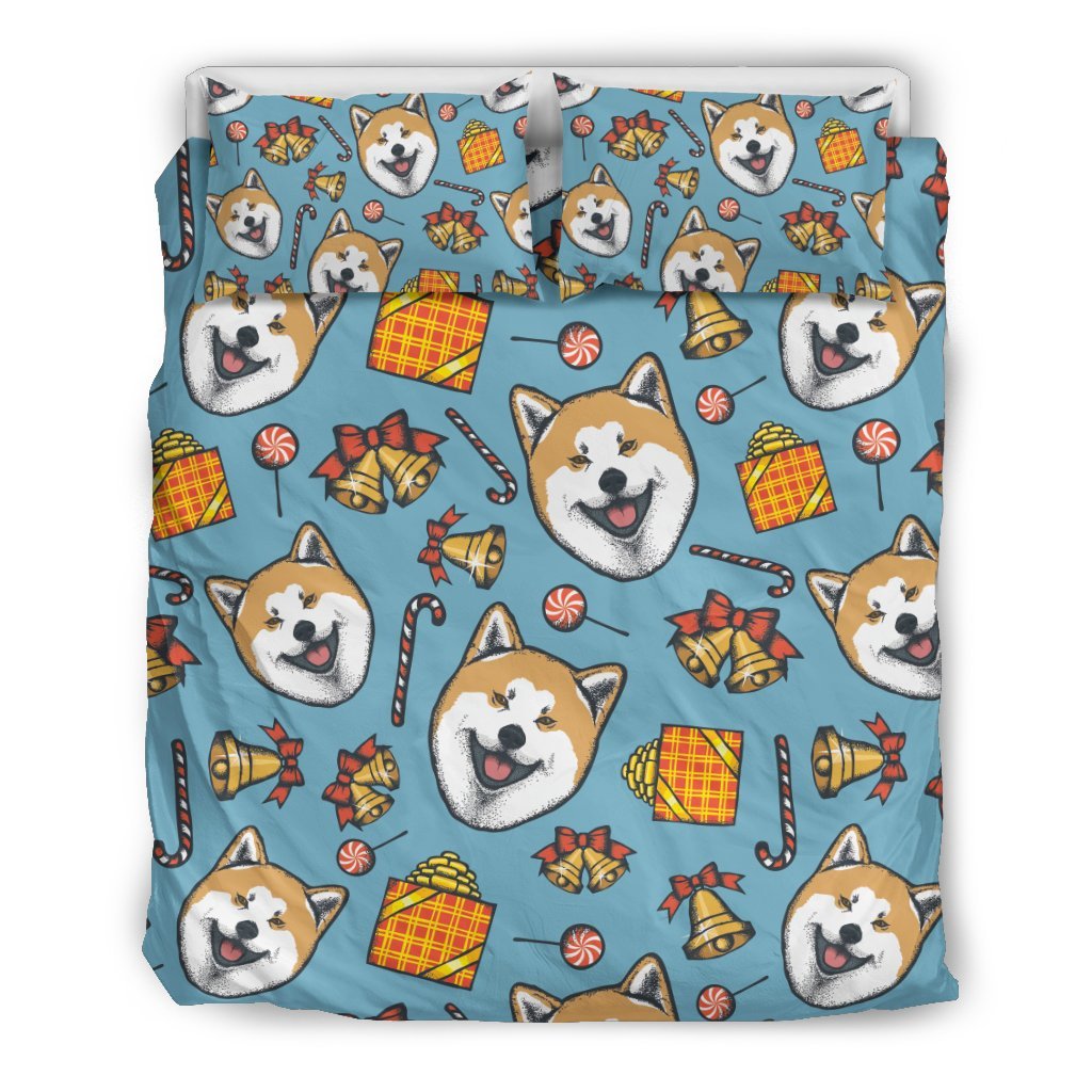 Akita Dog Pattern Print Duvet Cover Bedding Set-grizzshop