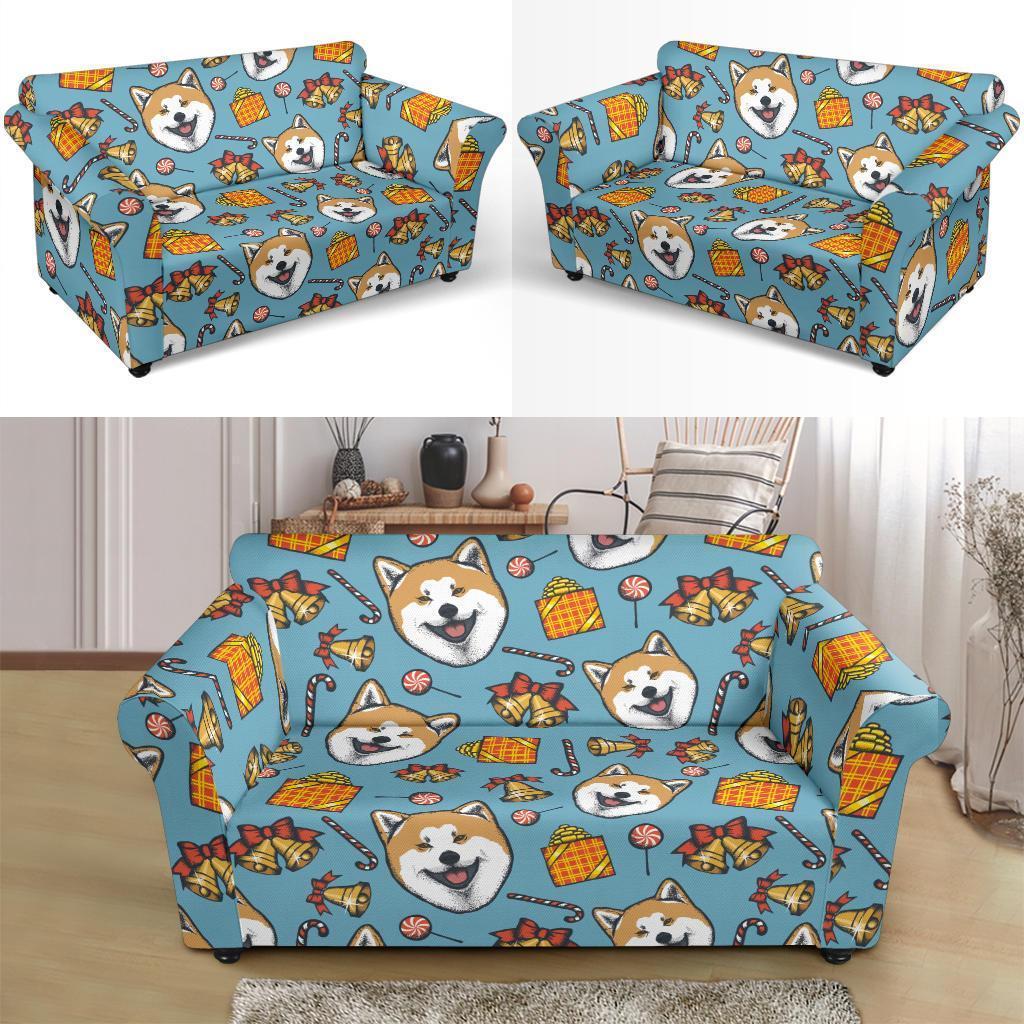 Akita Dog Pattern Print Loveseat Cover-grizzshop