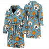 Akita Dog Pattern Print Men Long Robe-grizzshop