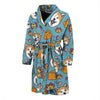 Akita Dog Pattern Print Men Long Robe-grizzshop