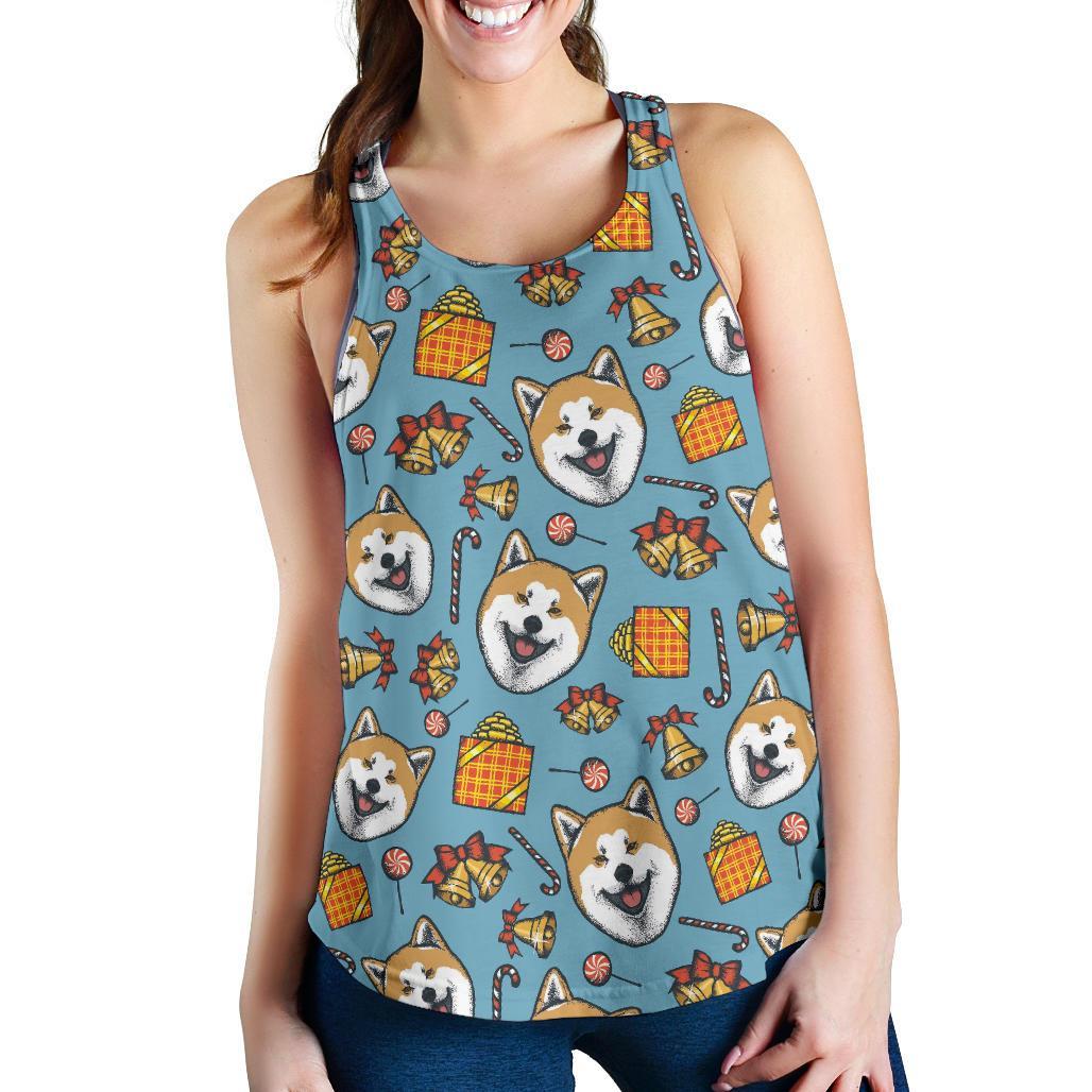 Akita Dog Pattern Print Racerback Tank Tops-grizzshop