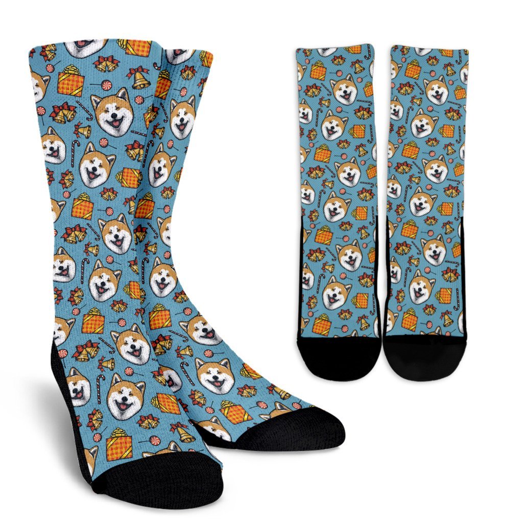 Akita Dog Pattern Print Unisex Crew Socks-grizzshop