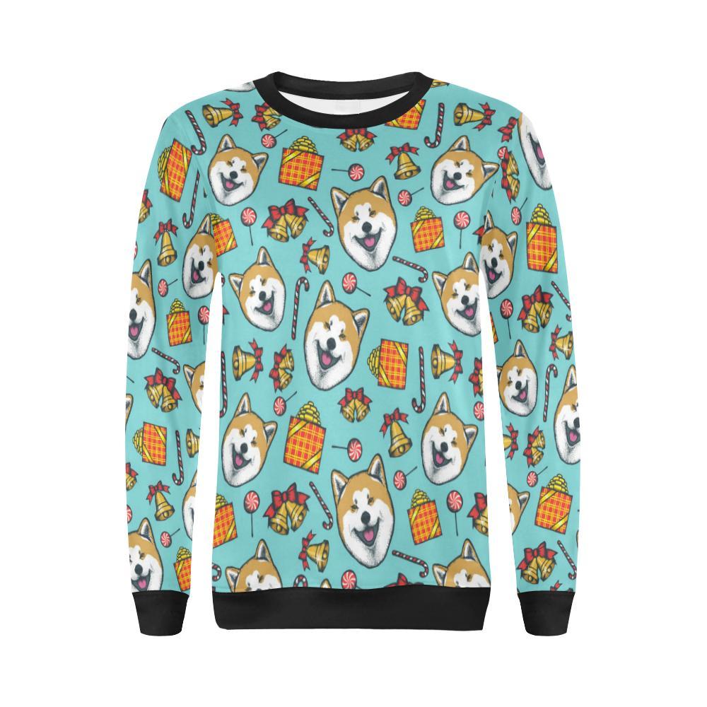 Akita Dog Pattern Print Women Crewneck Sweatshirt-grizzshop