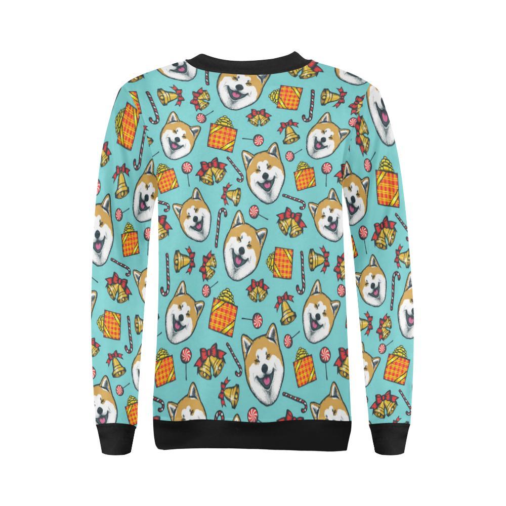 Akita Dog Pattern Print Women Crewneck Sweatshirt-grizzshop