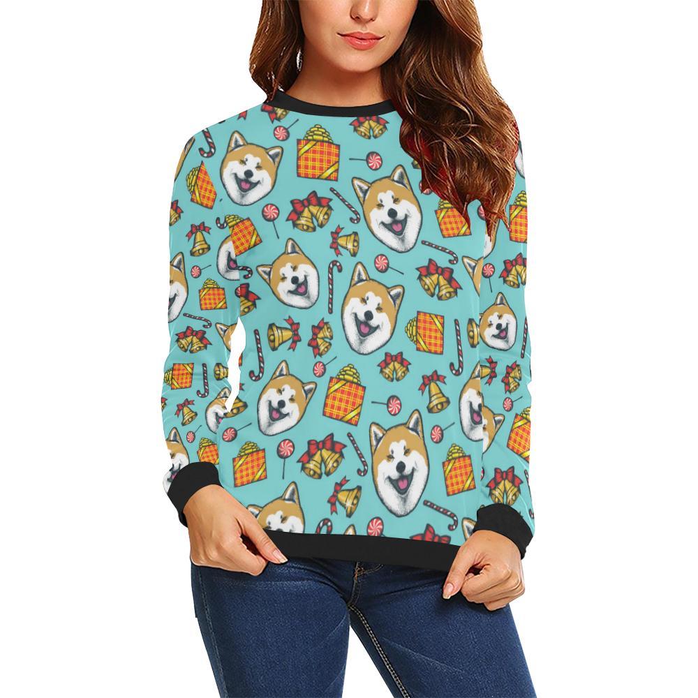 Akita Dog Pattern Print Women Crewneck Sweatshirt-grizzshop