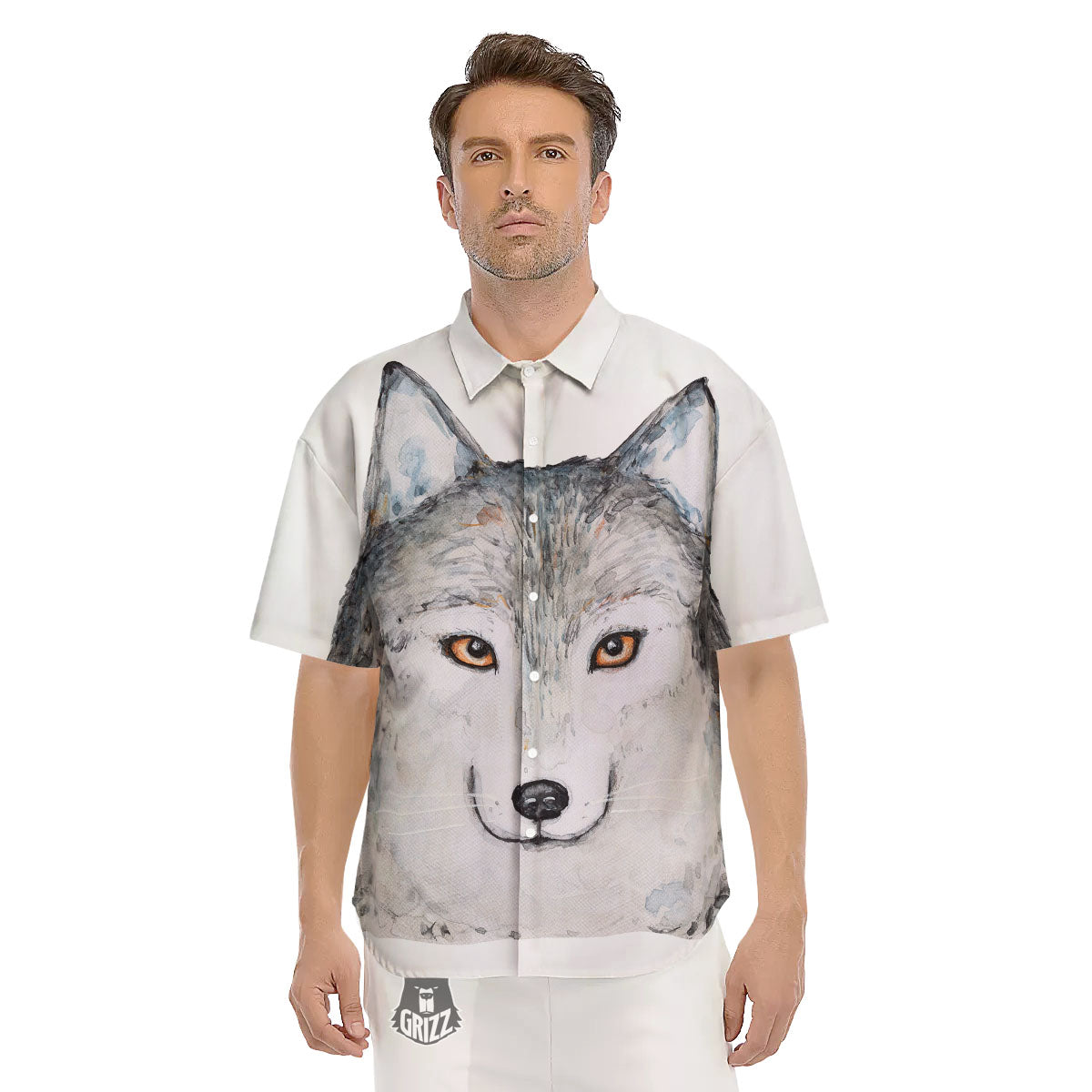 Alaskan Malamute Hand Drawn Print Men's Short Sleeve Shirts-grizzshop