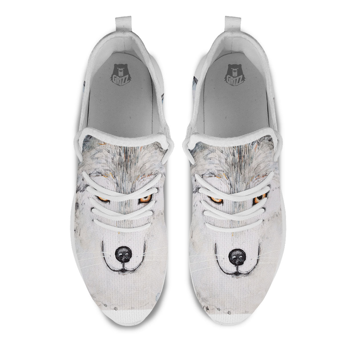 Alaskan Malamute Hand Drawn Print White Athletic Shoes-grizzshop