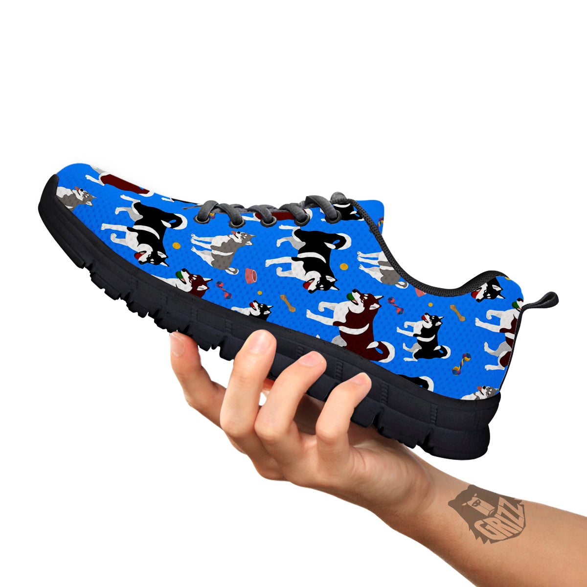 Alaskan Malamute Print Pattern Black Sneaker-grizzshop
