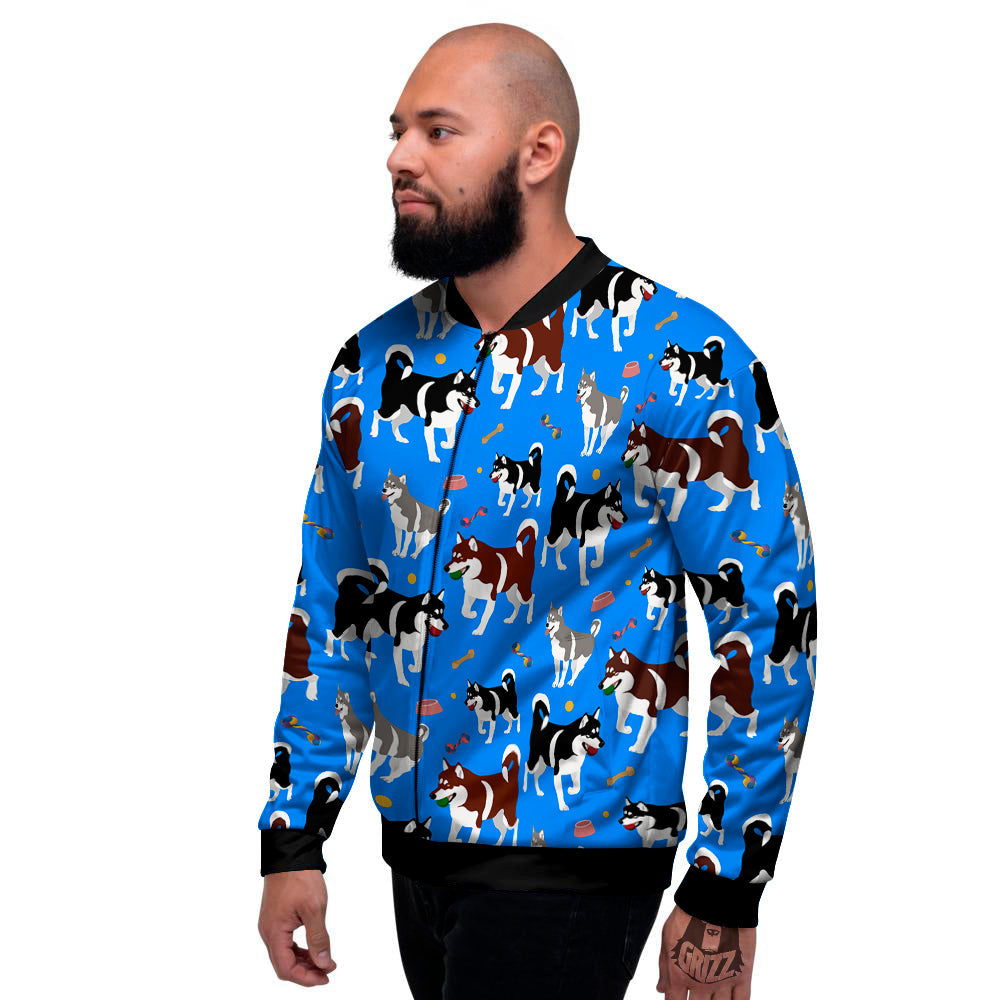 Alaskan Malamute Print Pattern Men's Bomber Jacket-grizzshop