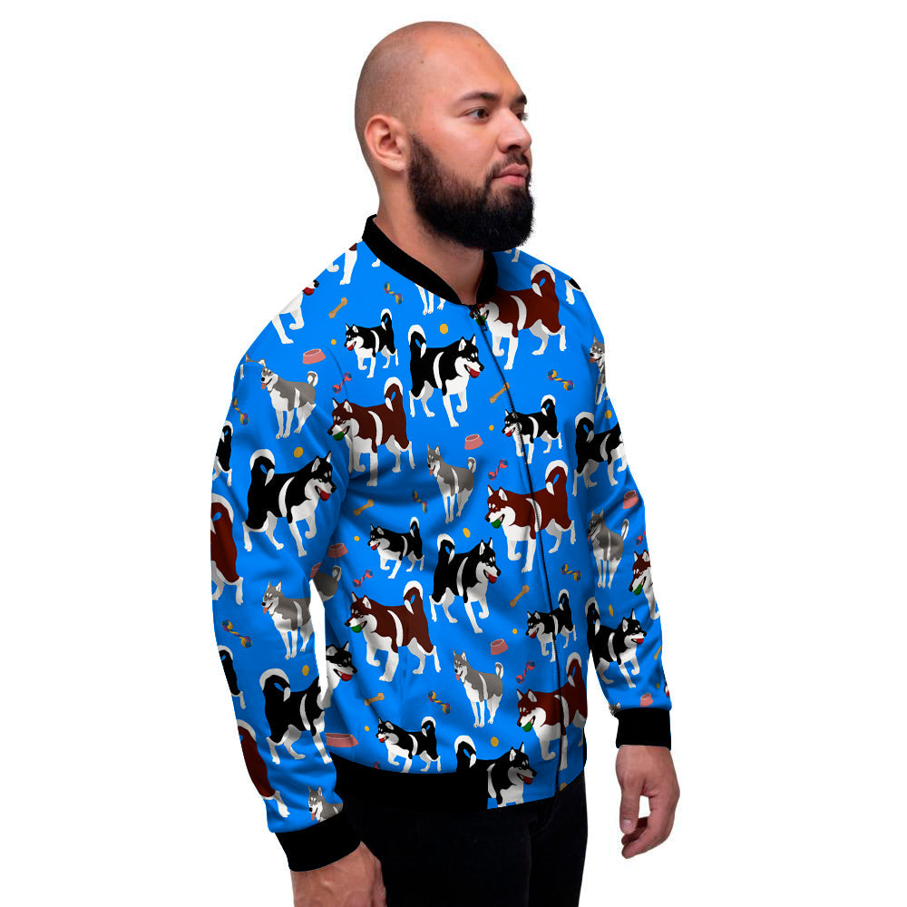 Alaskan Malamute Print Pattern Men's Bomber Jacket-grizzshop