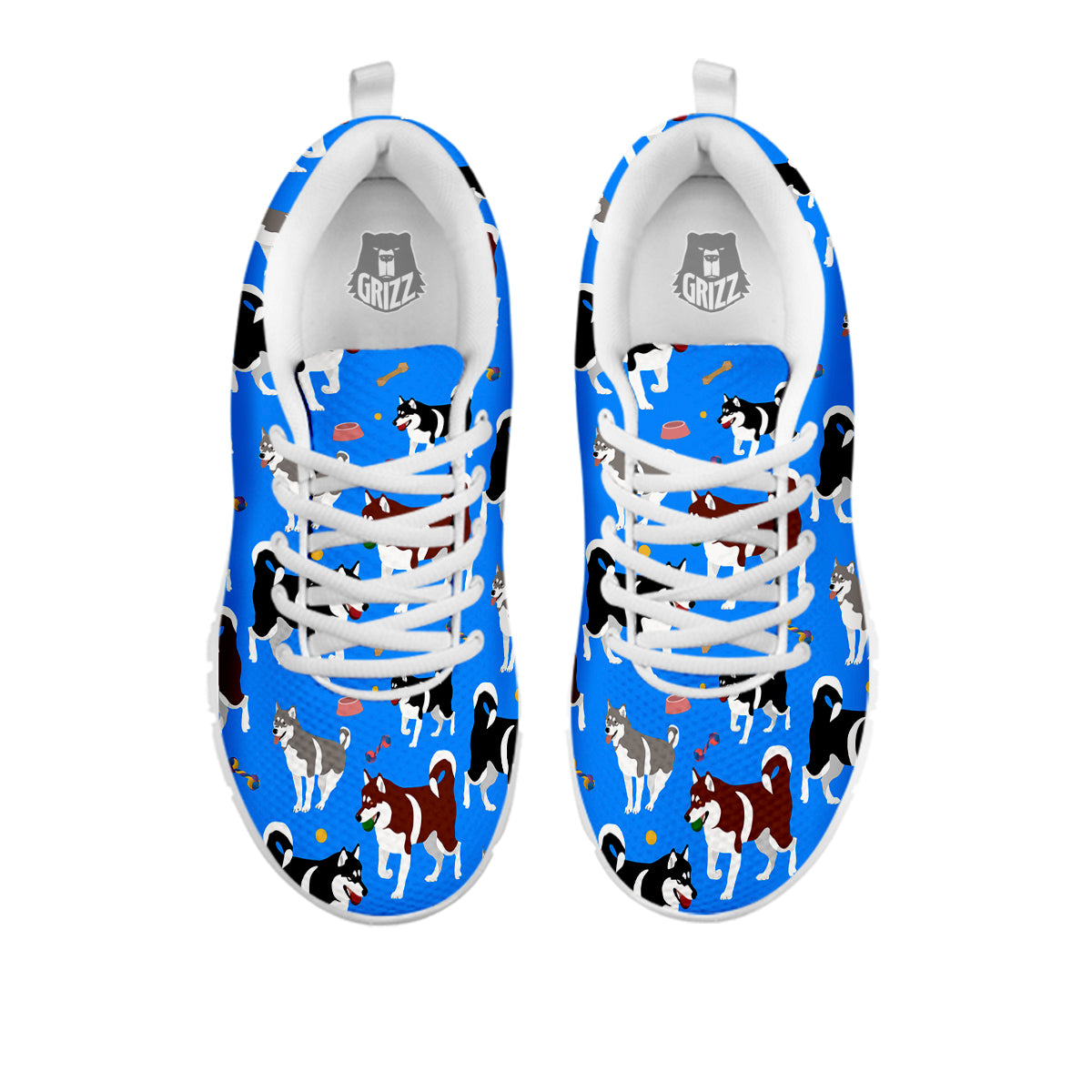 Alaskan Malamute Print Pattern White Sneaker-grizzshop