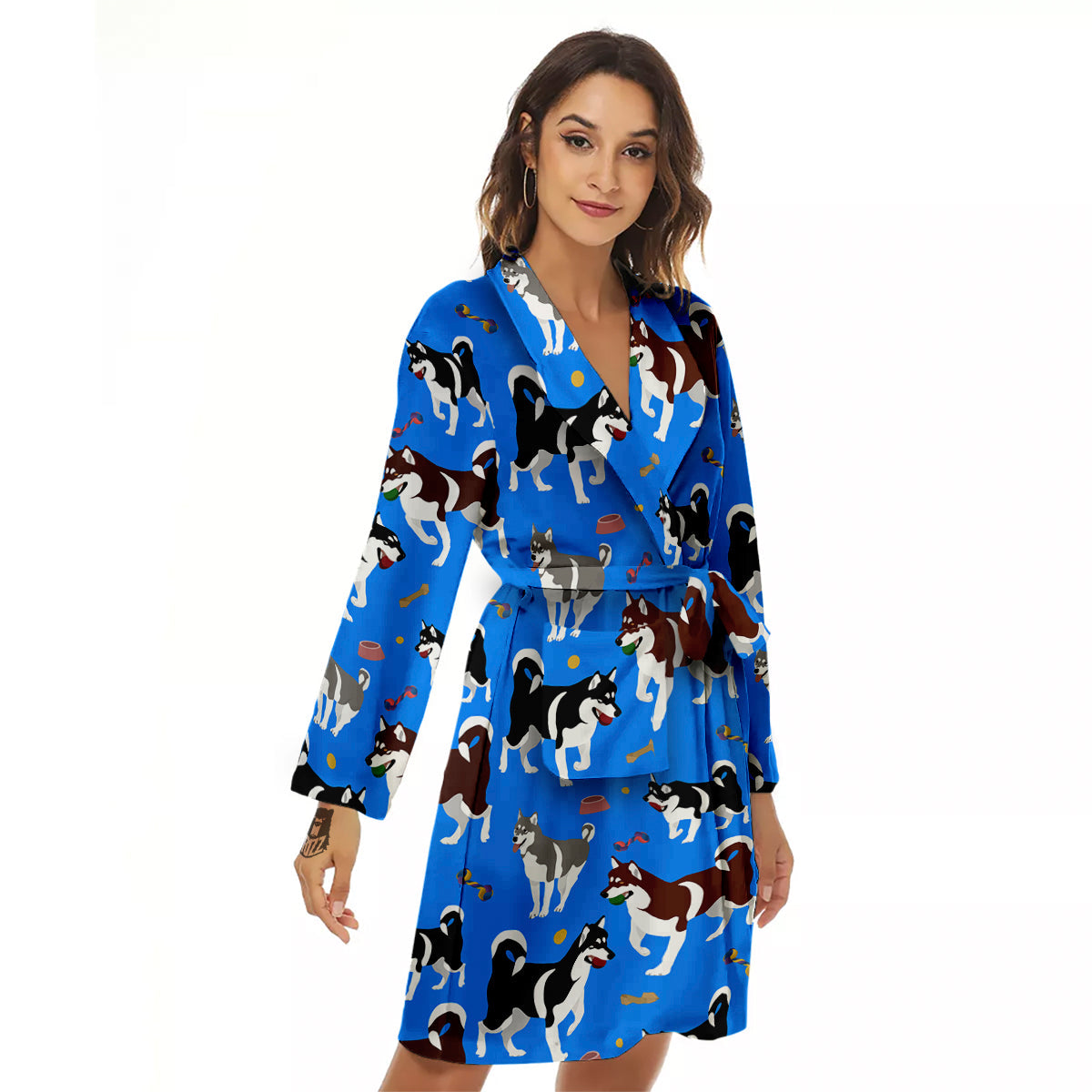 Alaskan Malamute Print Pattern Women's Robe-grizzshop