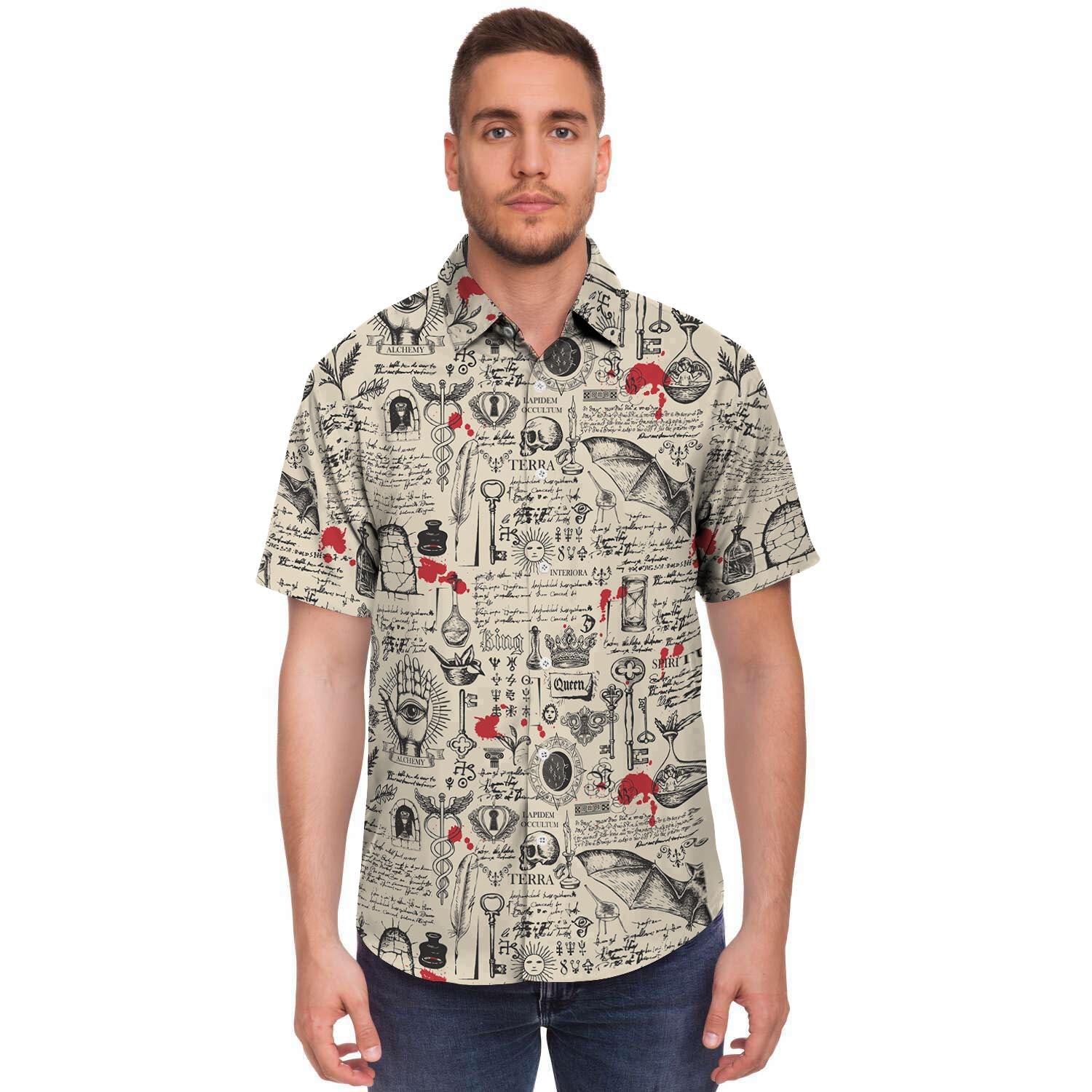 Alchemy Witchcraft Gothic Men's Short Sleeve Shirt-grizzshop