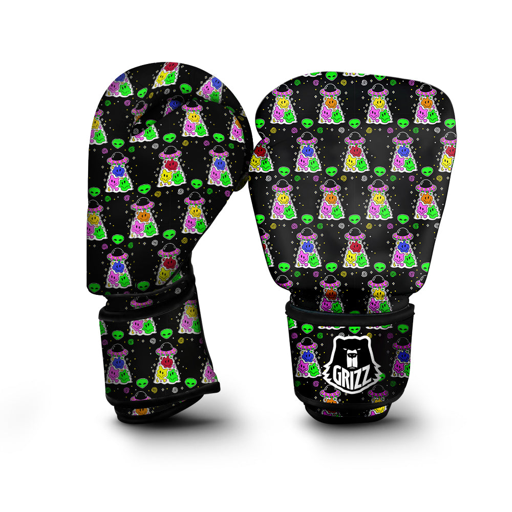 Alien And UFO Trippy Print Pattern Boxing Gloves-grizzshop