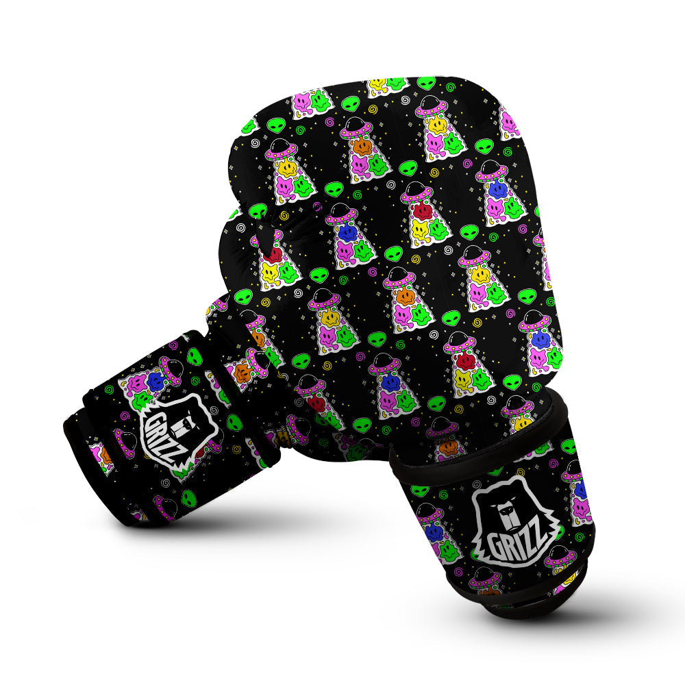 Alien And UFO Trippy Print Pattern Boxing Gloves-grizzshop