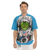 Alien Cat Astronaut Print Men's Short Sleeve Shirts-grizzshop