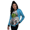 Alien Cat Astronaut Print Women's Bomber Jacket-grizzshop