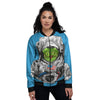 Alien Cat Astronaut Print Women's Bomber Jacket-grizzshop